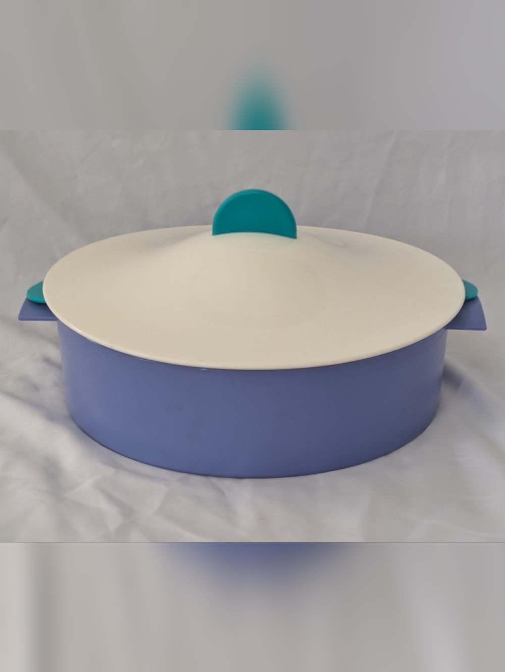 Vintage TUPPERWARE 3 Piece Microwave Steamer Cooker 9" Blue Teal White